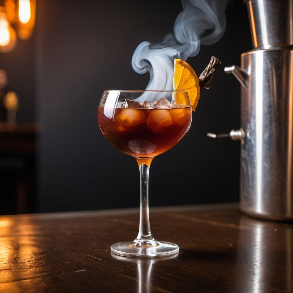 Smoked Manhattan Cocktail in a Coupe Glass