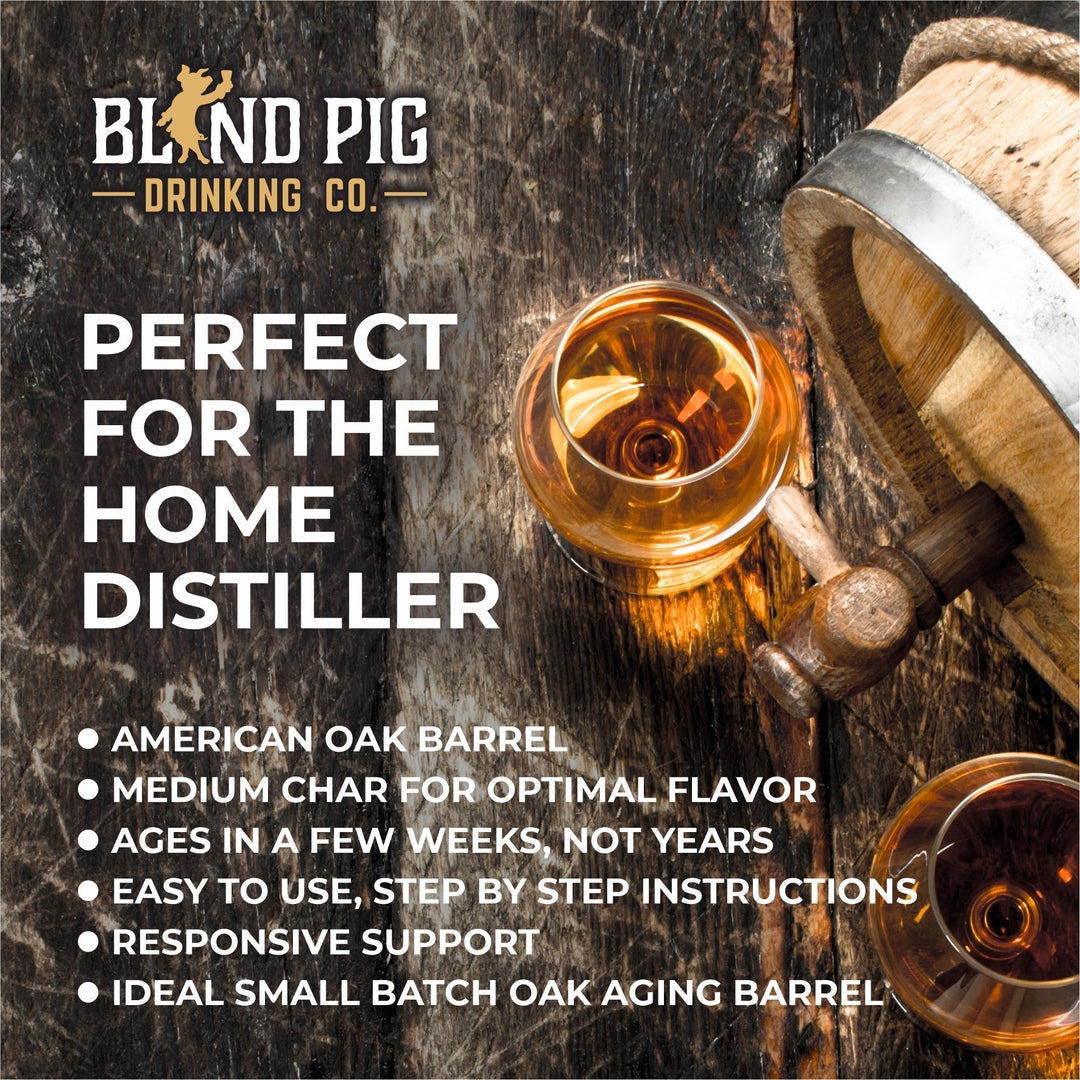 Oak Aging Barrel Kit | Personalized Small Whiskey Oak Barrel with Split Monogram - Blind Pig Drinking Co.