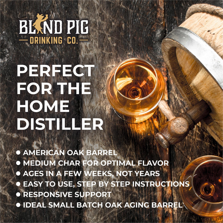 Oak Aging Barrel Kit | Personalized Small Whiskey Oak Barrel with Split Monogram - Blind Pig Drinking Co.