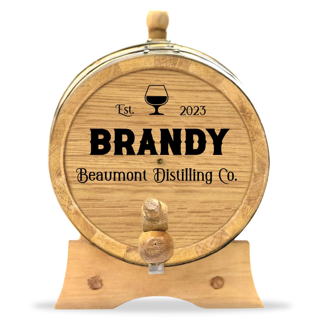 Personalized Small Oak Brandy Barrel for Aging Cocktails - Blind Pig Drinking Co.