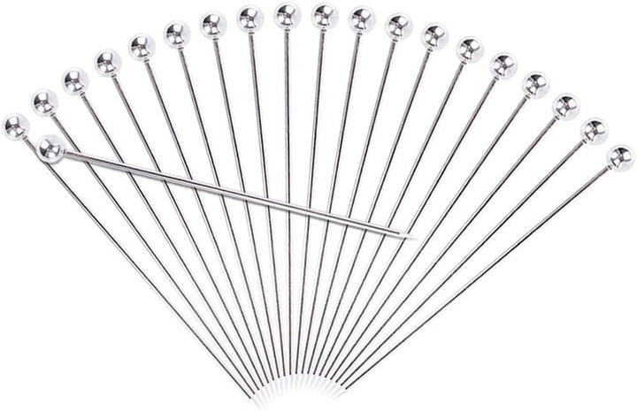 18 Piece Stainless Steel Round Head Cocktail Picks in a Velvet Gift Bag - Blind Pig Drinking Co.