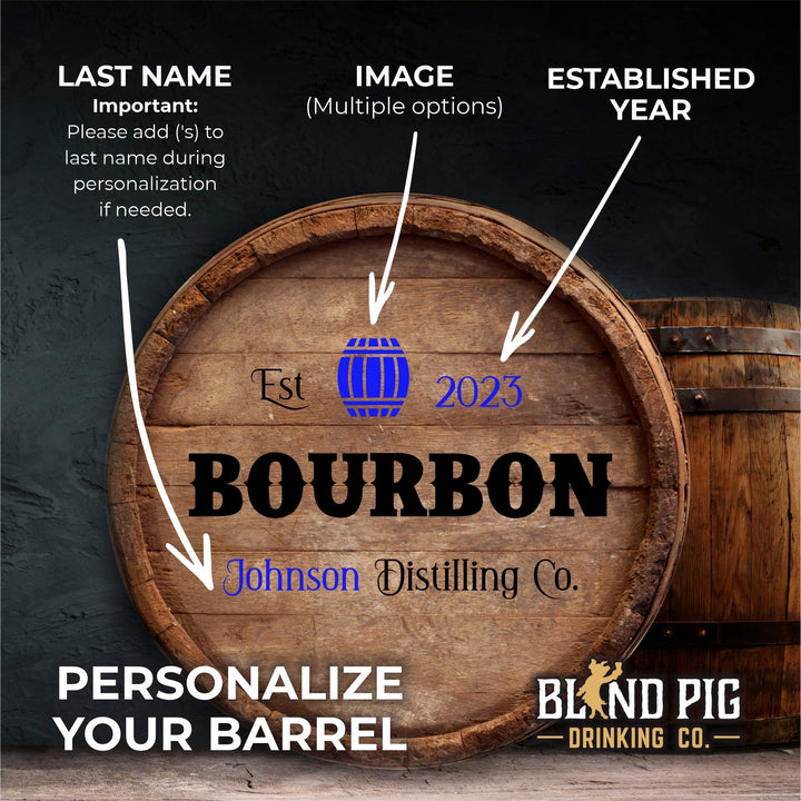 Bourbon Making Kit | Personalized Small Oak Bourbon Barrel - Blind Pig Drinking Co.