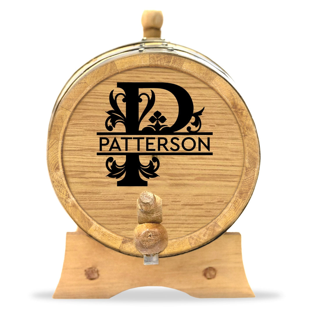 Kit Personalized Small Oak Barrel for Aging Cocktails - Split Monogram - Blind Pig Drinking Co.