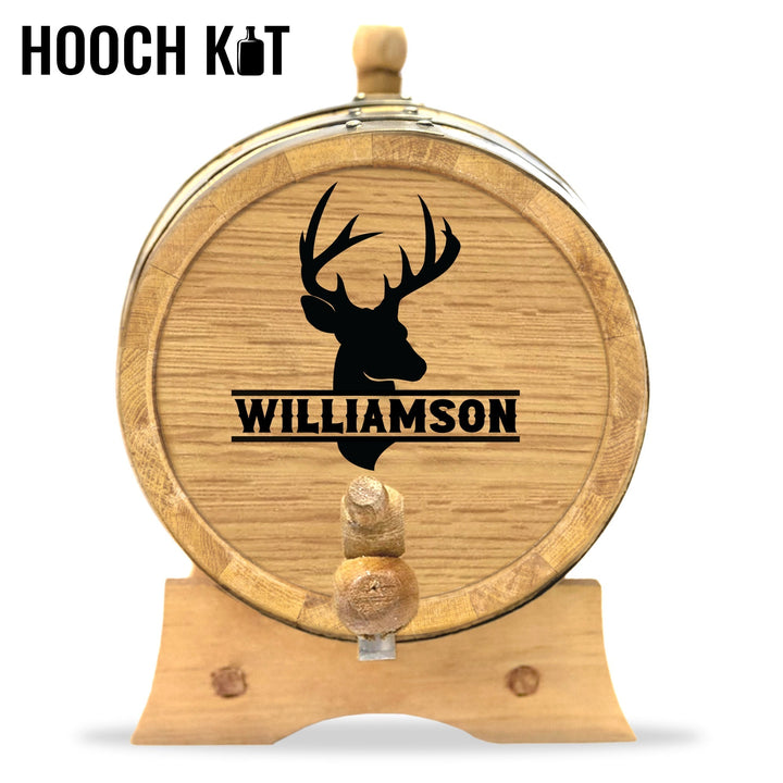 Oak Aging Barrel Kit | Personalized Small Oak Barrel with Deer Head - Blind Pig Drinking Co.