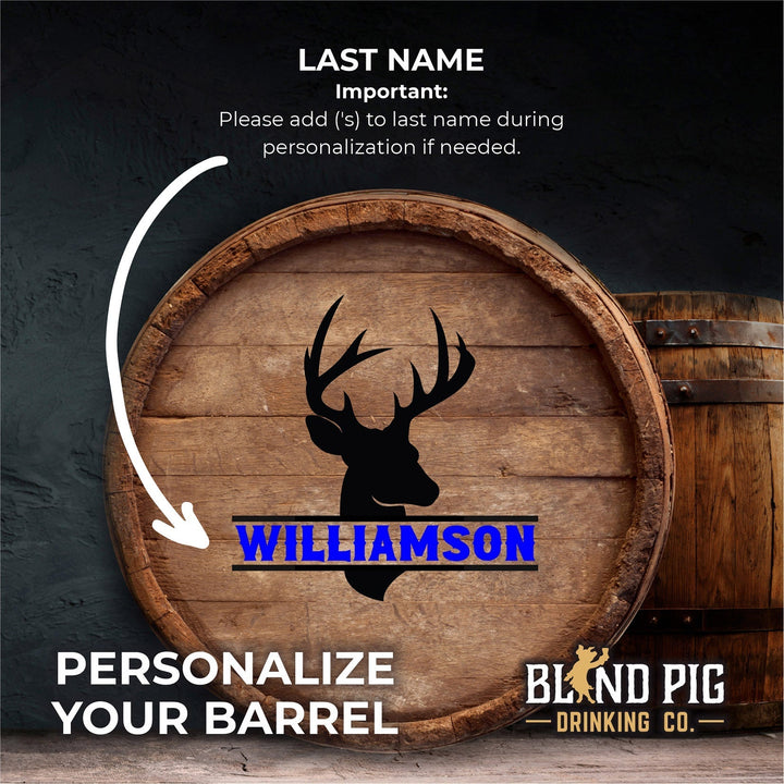 Oak Aging Barrel Kit | Personalized Small Oak Barrel with Deer Head - Blind Pig Drinking Co.