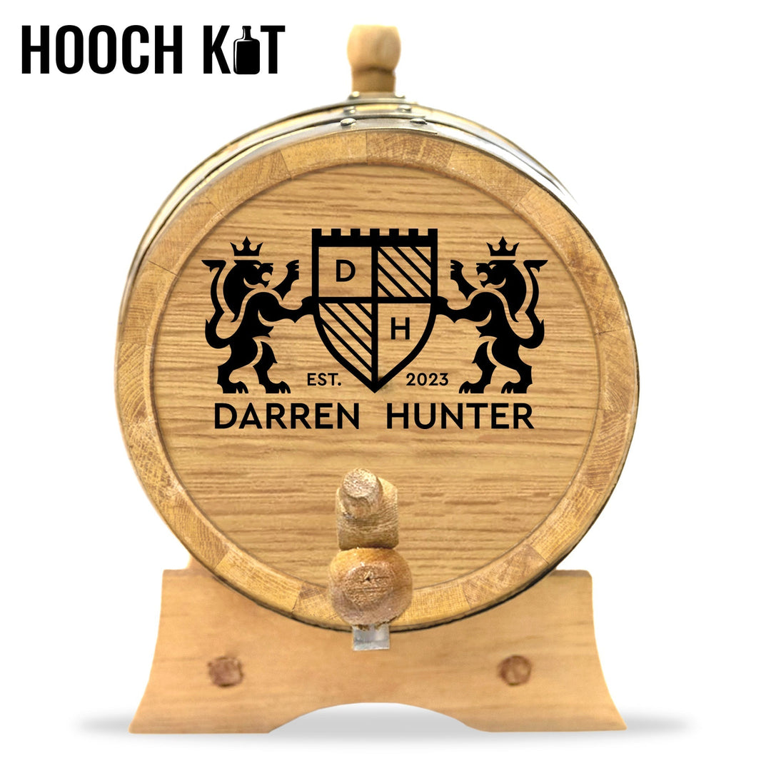 Oak Aging Barrel Kit | Personalized Small Oak Barrel with Lion Crest - Blind Pig Drinking Co.