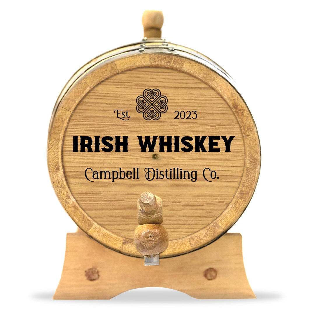 Personalized Irish Whiskey Barrel for Aging Irish Whiskey and Spirits | Distilling Co. Series - Blind Pig Drinking Co.