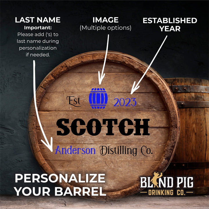 Personalized Scotch Barrel + Scotch Making Kit | The Home Distiller's Choice for DIY Spirits | Distilling Co. Series - Blind Pig Drinking Co.