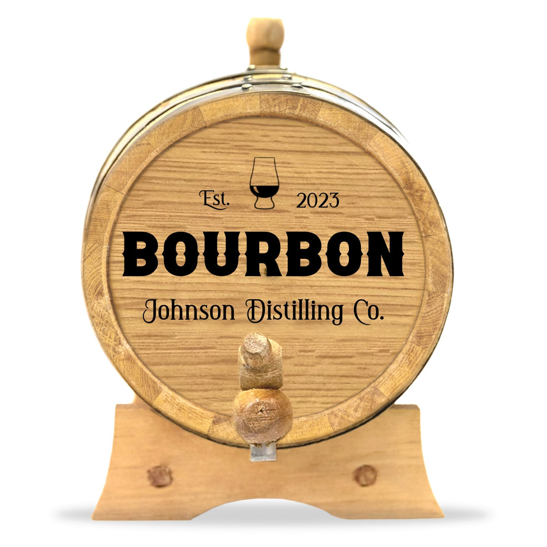 Personalized Small Oak Bourbon Barrel for Aging Cocktails - Blind Pig Drinking Co.