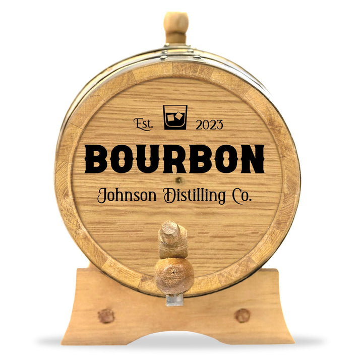 Personalized Small Oak Bourbon Barrel for Aging Cocktails - Blind Pig Drinking Co.