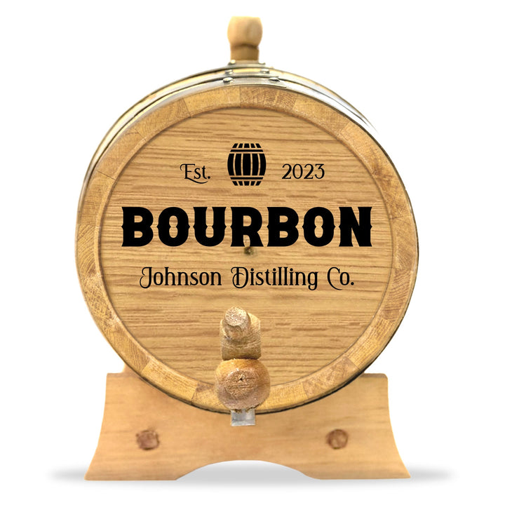 Personalized Small Oak Bourbon Barrel for Aging Cocktails - Blind Pig Drinking Co.