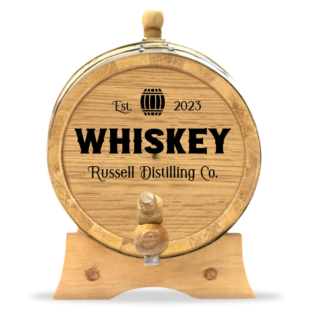 Personalized Small Oak Whiskey Barrel for Aging Cocktails - Blind Pig Drinking Co.