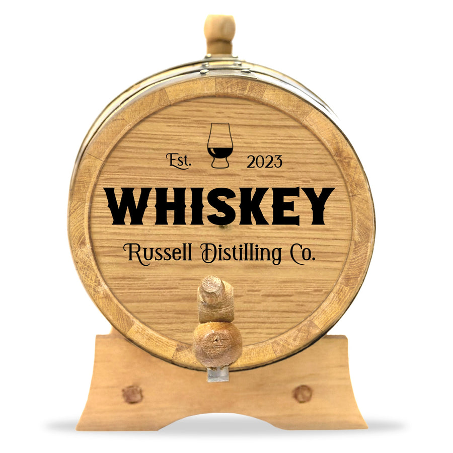 Personalized Small Oak Whiskey Barrel for Aging Cocktails - Blind Pig Drinking Co.